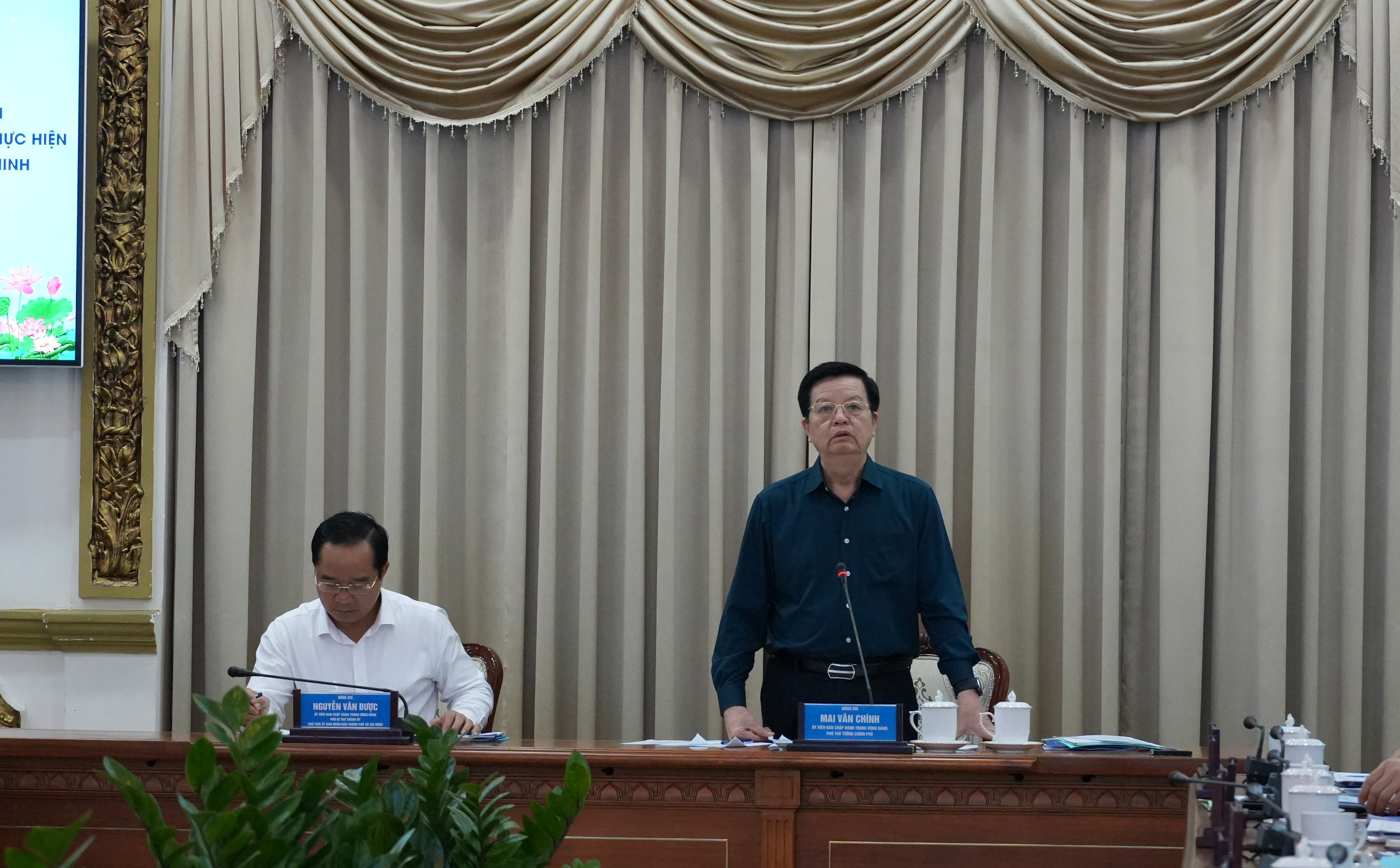 Phó Thủ tướng Mai Văn Chính phát biểu kết luận tại buổi làm việc - Nguồn: Cổng thông tin điện tử TP.HCM.