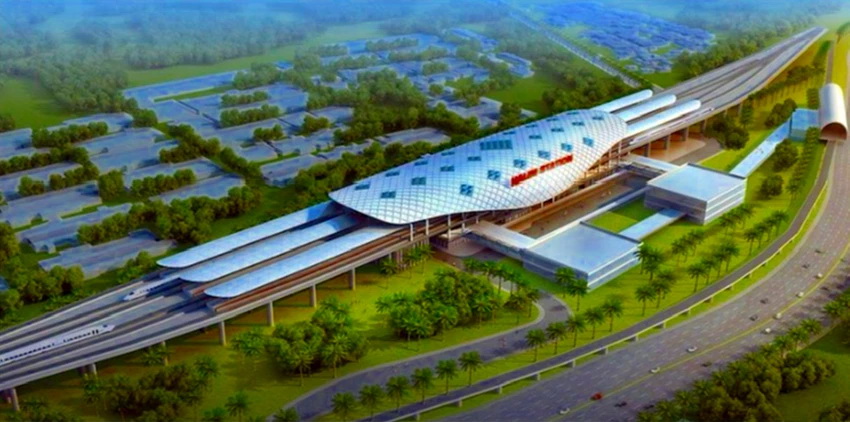 Mô hình nhà ga hành khách của tuyến đường sắt cao tốc qua Bình Thuận. Ảnh: BQLDA CTGT