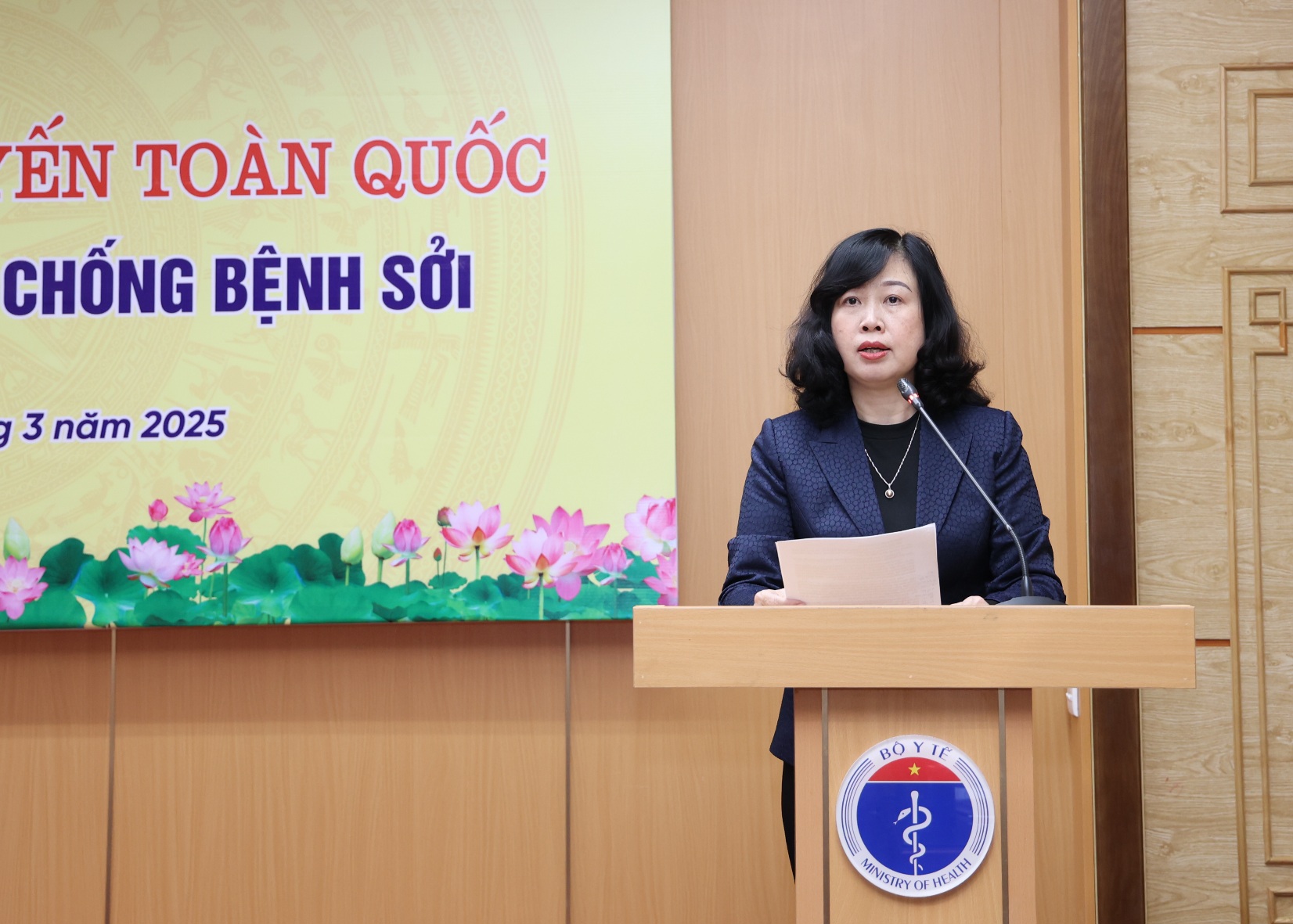 Bộ trưởng Bộ Y tế Đào Hồng Lan phát biểu tại hội nghị. Ảnh: Trần Minh.