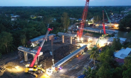 Nhiều gói thầu của cao tốc Châu Đốc – Cần Thơ – Sóc Trăng vượt tiến độ bất chấp khó khăn khi thiếu nguyên vật liệu 