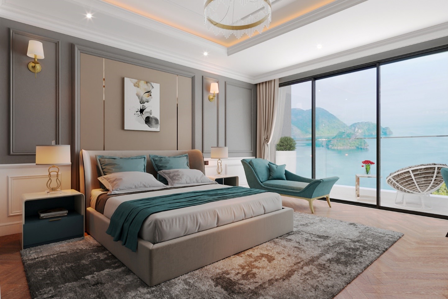 Các căn hộ The Harmony được thiết kế tỉ mỉ, tinh tế theo phong cách neo-classic và có tầm nhìn trực diện Vịnh Bái Tử Long.