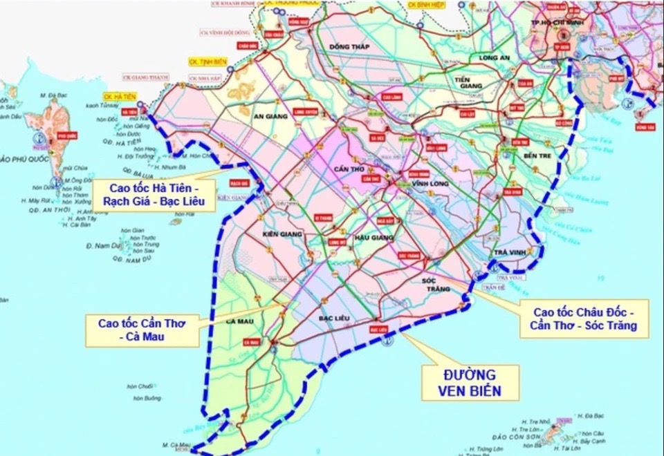 Quy hoạch đường ven biển phía Nam. Ảnh: TEDI.