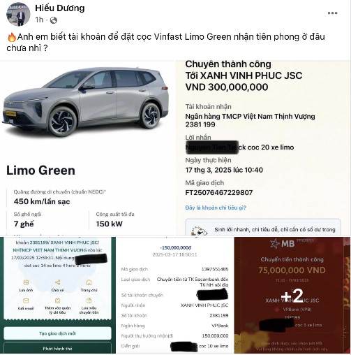 Những đơn h&agrave;ng cọc 15-20 chiếc Limo Green li&ecirc;n tiếp đổ về c&aacute;c k&ecirc;nh nhận cọc của GSM.