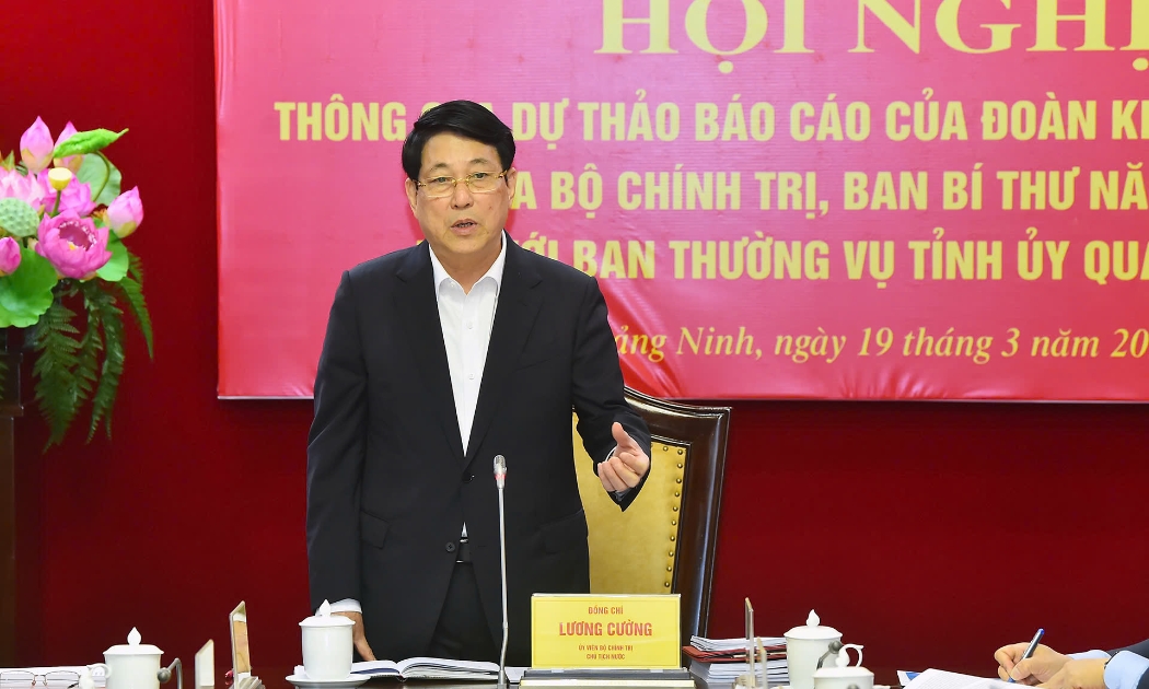 Chủ tịch nước Lương Cường phát biểu tại hội nghị.
