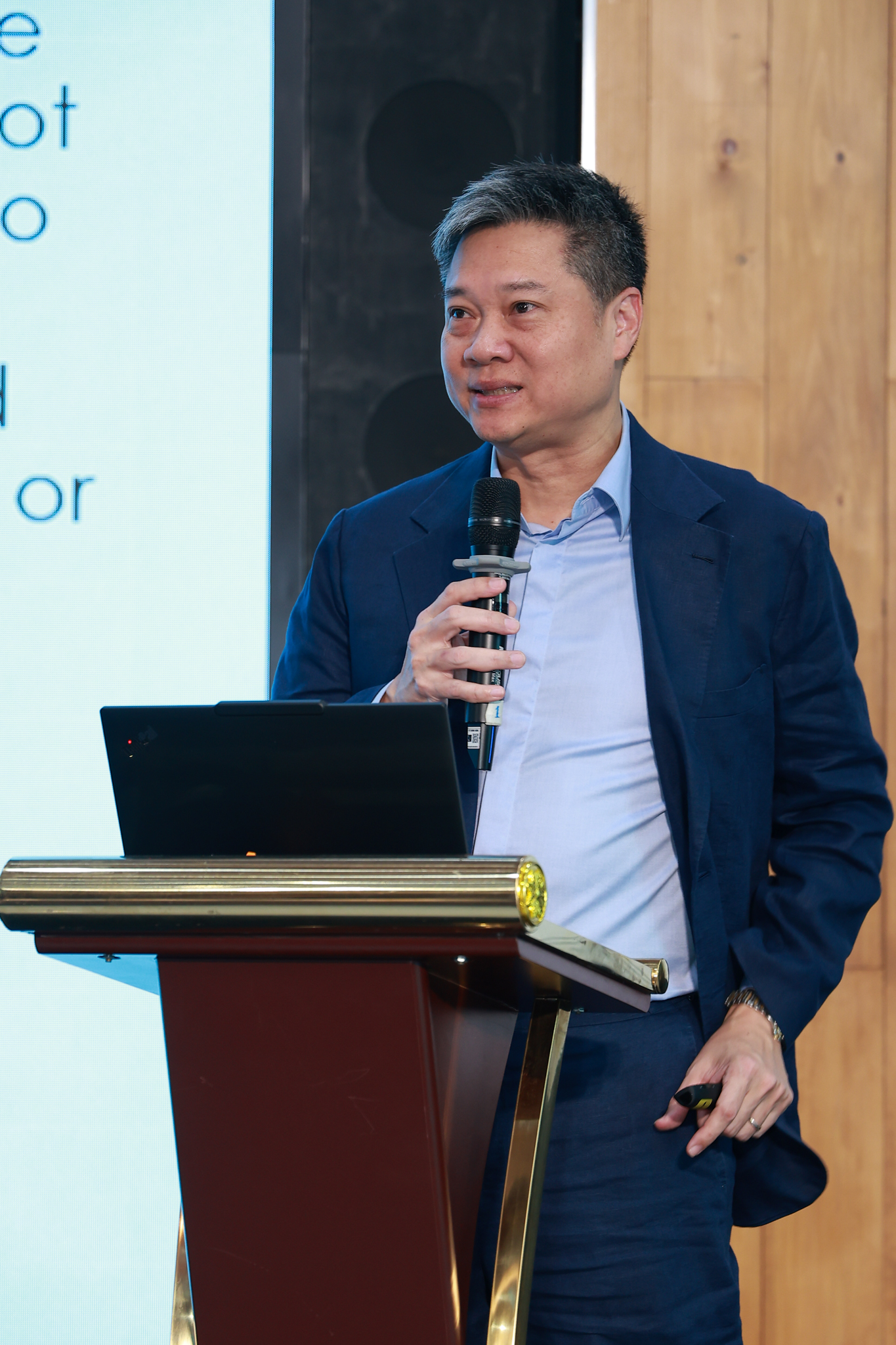 Ông Andy Tan, Giám đốc điều hành Inspirante Trading Solutions Pte Ltd (ITS), phát biểu tại hội nghị sáng ngày 19/3/2025.
