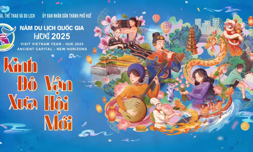 Poster chính thức của Năm du lịch quốc gia Huế 2025.