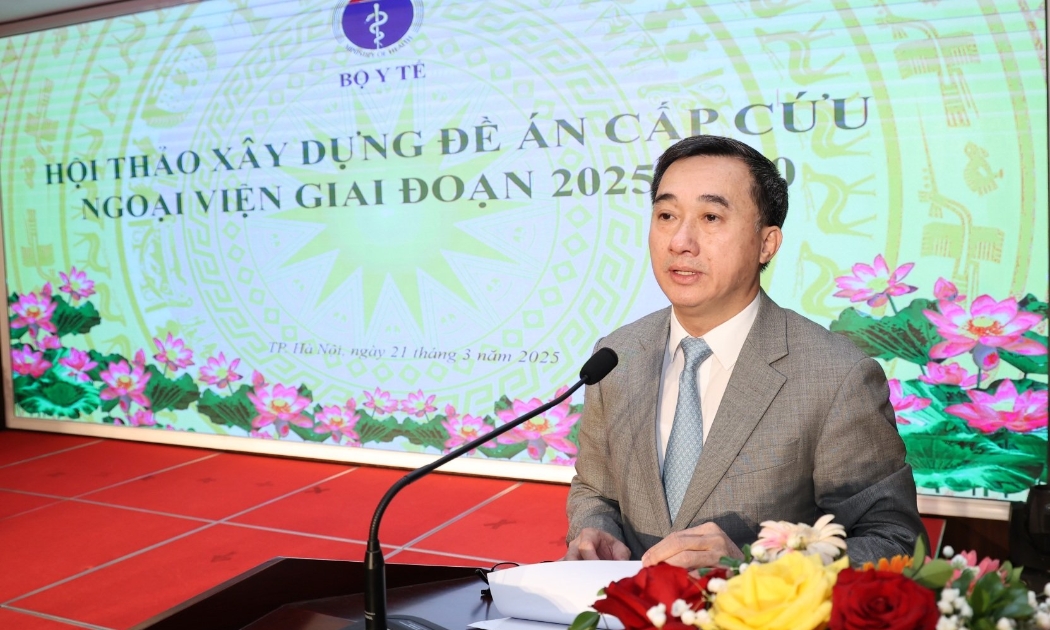 Thứ trưởng Bộ Y tế Trần Văn Thuấn chia sẻ tại Hội thảo xây dựng “Đề án cấp cứu ngoại viện giai đoạn 2025-2030”, chiều 21/3.
