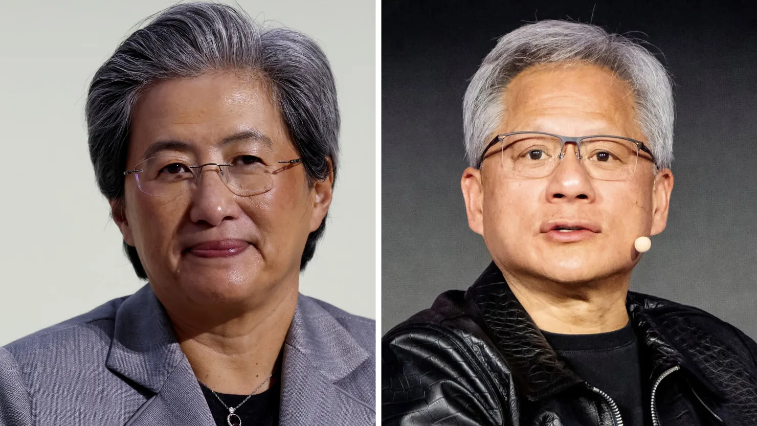 Lisa Su, Giám đốc điều hành của AMD (bên trái) và Jensen Huang, Giám đốc điều hành của Nvidia - Ảnh: CNBC. 