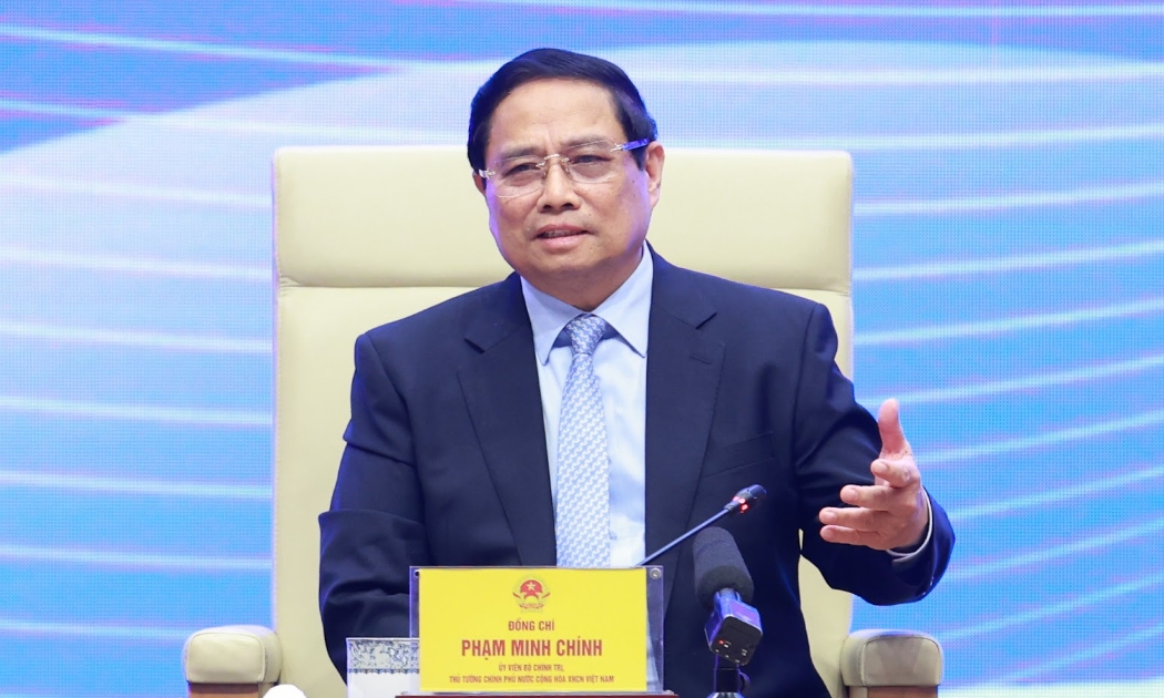 Thủ tướng Phạm Minh Chính tại buổi đối thoại với thanh niên chiều ngày 24/3. Ảnh: VGP