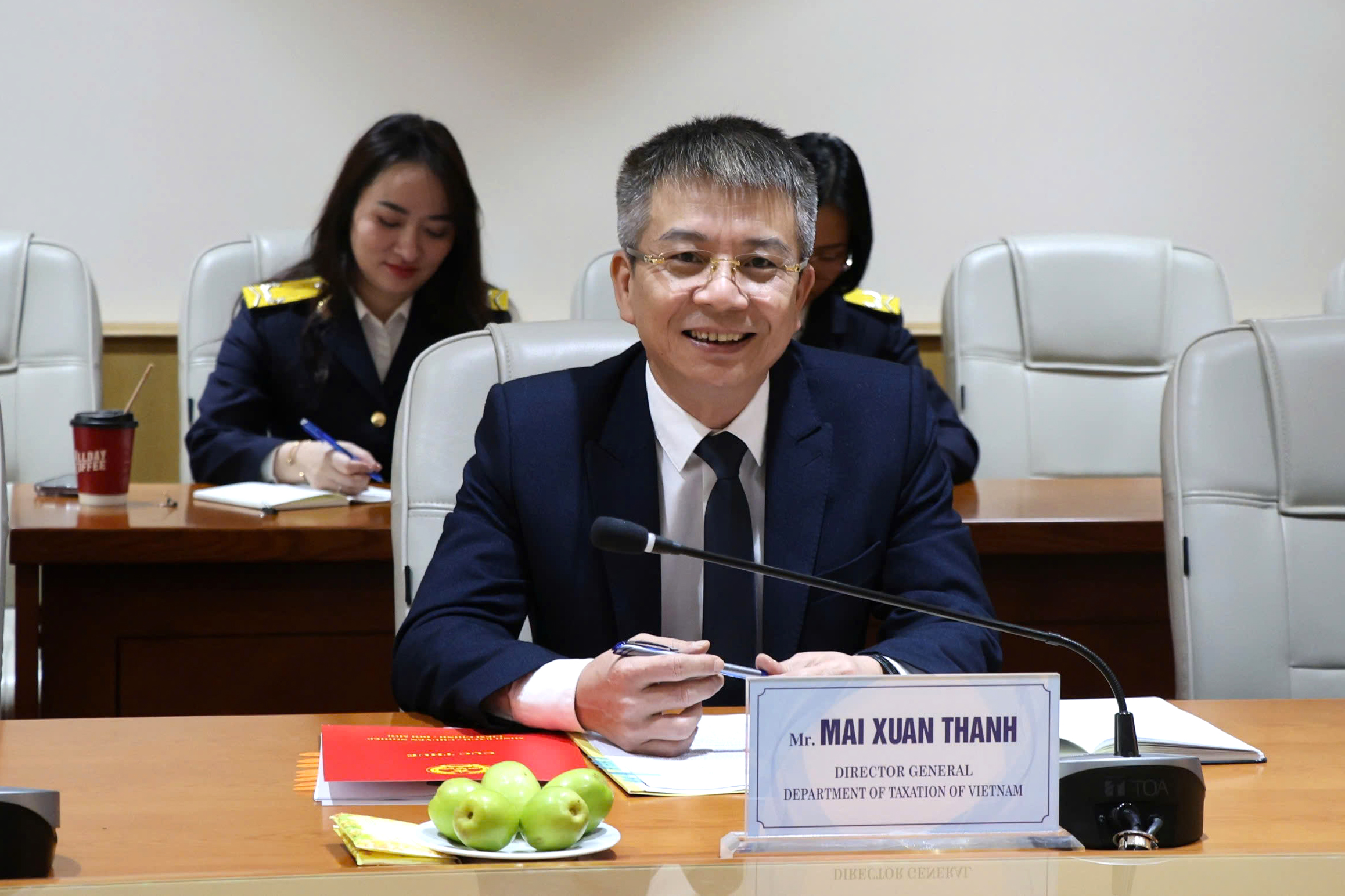 Cục trưởng Cục Thuế Việt Nam Mai Xuân Thành bày tỏ vui mừng vì sự hợp tác giữa Việt Nam và Hoa Kỳ ngày càng phát triển, nhất là trong lĩnh vực thuế - Ảnh: Cục Thuế. 