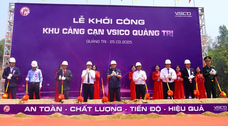Lãnh đạo tỉnh Quảng Trị cùng các đơn vị thực hiện nghi thức khởi công dự án