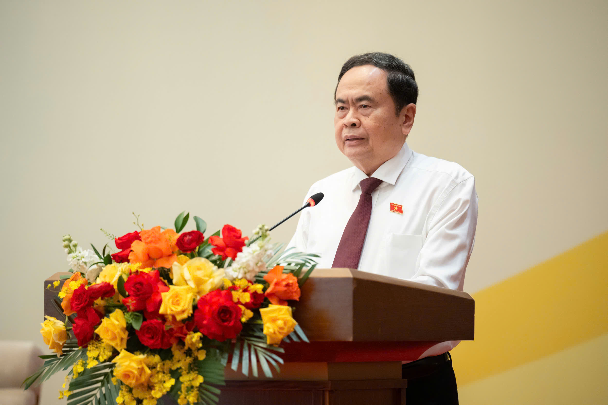 Chủ tịch Quốc hội Trần Thanh Mẫn phát biểu khai mạc Hội nghị đại biểu Quốc hội hoạt động chuyên trách lần thứ 7. (Ảnh: quochoi.vn)