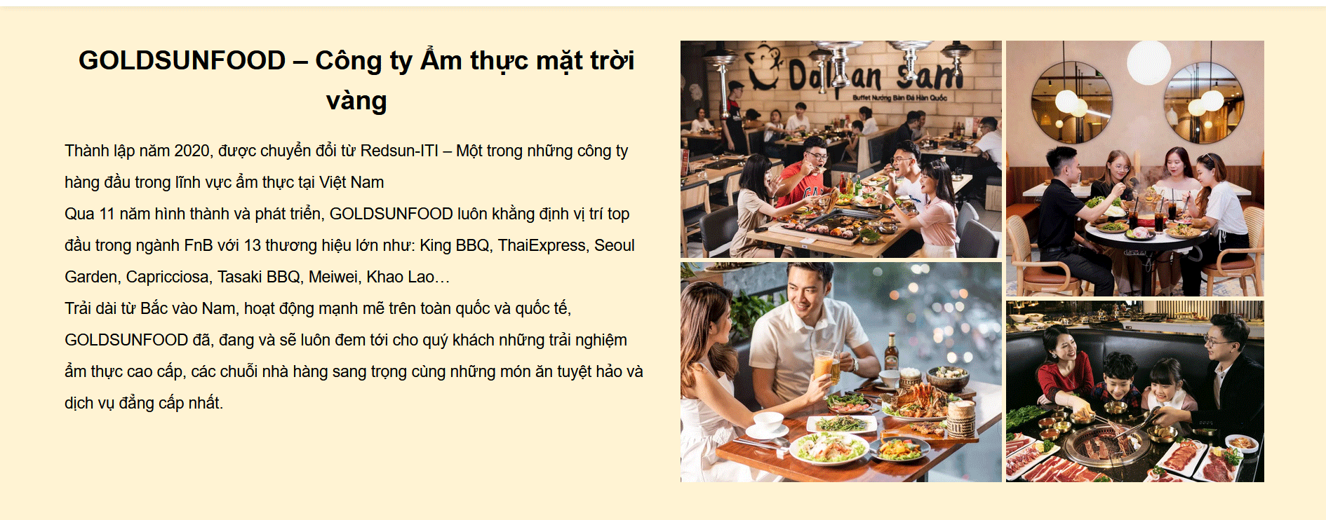 Trang web TCP Ẩm thực Mặt Trời Vàng (Goldsunfood).