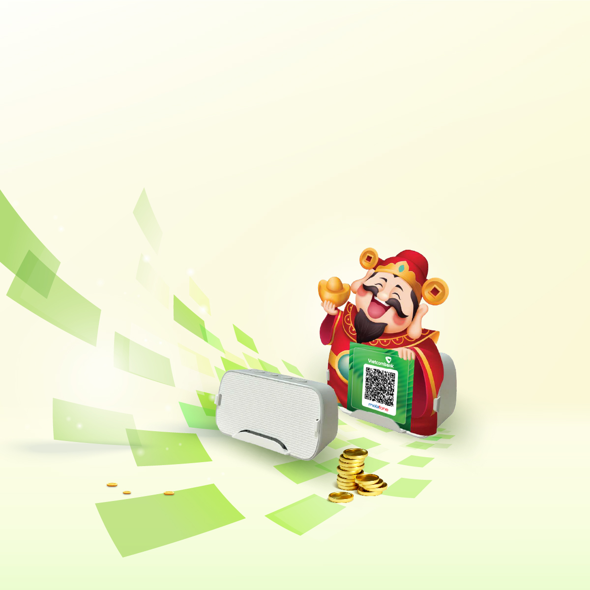 Để sử dụng dịch vụ, trước tiên, khách hàng cần liên hệ với Chi nhánh Vietcombank để đặt mua loa.