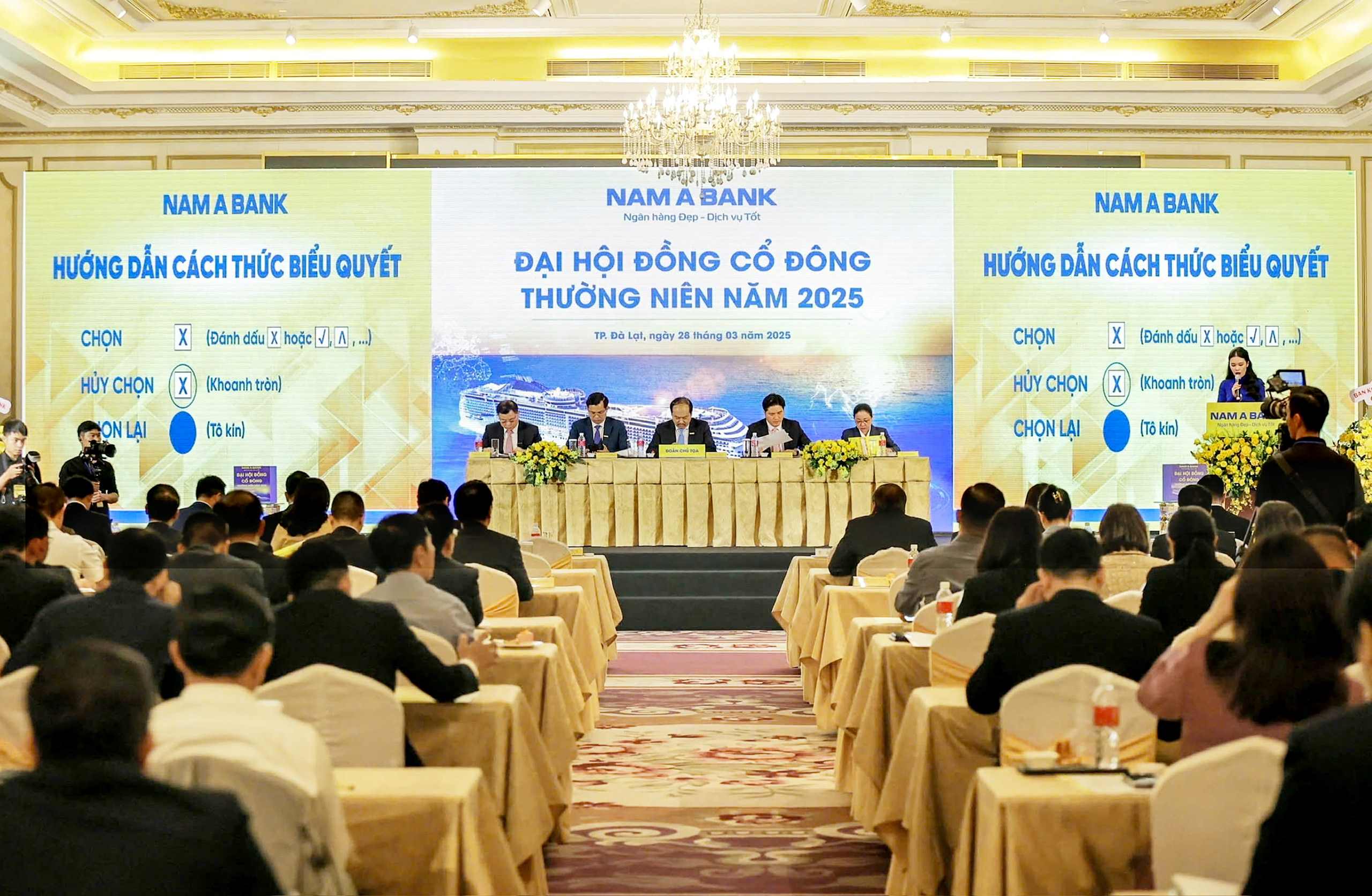 Toàn cảnh đại hội đồng cổ đông thường niên Nam A Bank 2025.