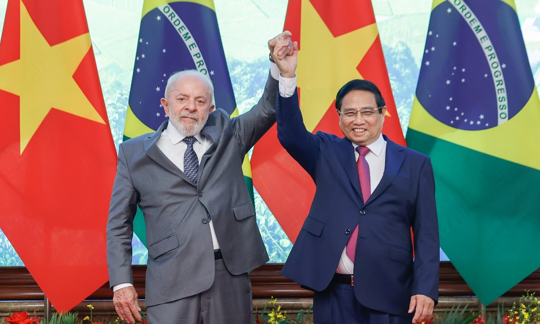 Thủ tướng Phạm Minh Chính hội kiến Tổng thống Brazil Luiz Inácio Lula da Silva - Ảnh: VGP