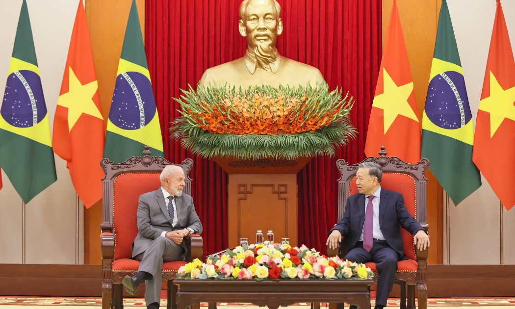 Tổng Bí thư Tô Lâm tiếp Tổng thống Cộng hòa Liên bang Brazil Luiz Inácio Lula da Silva - Ảnh: VGP