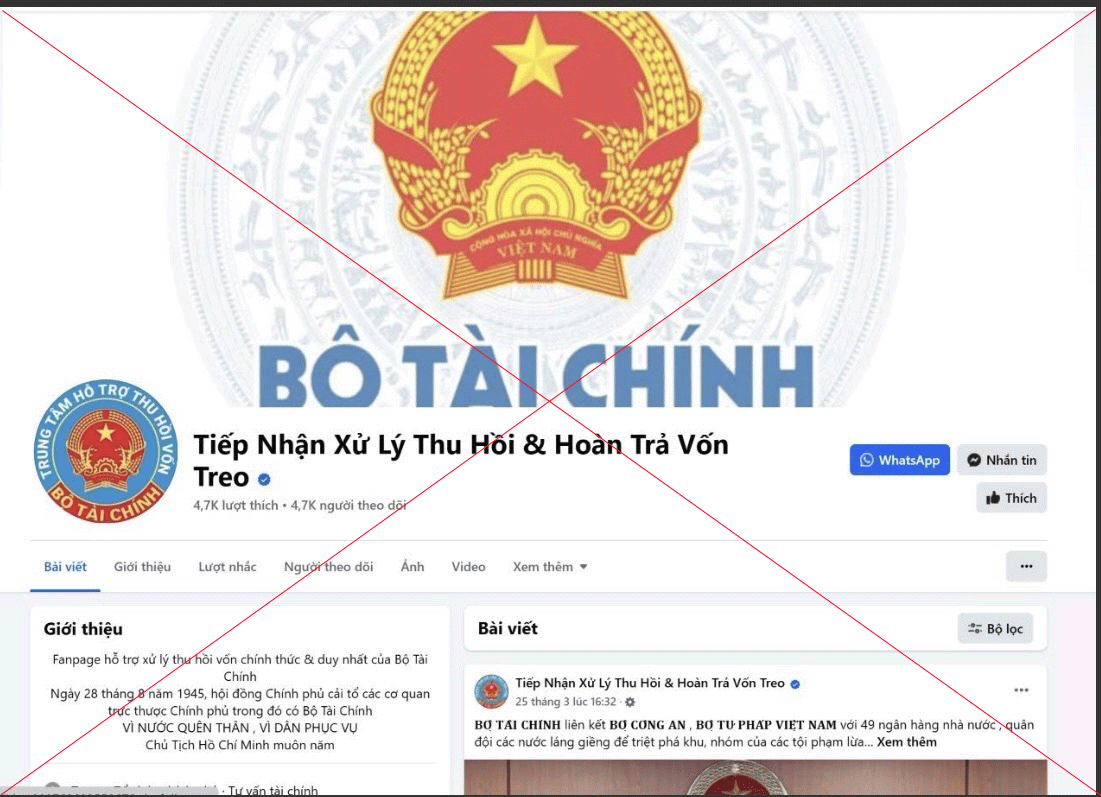 Bộ Tài chính cảnh báo giả mạo trang facebook của Bộ