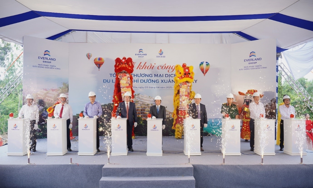 Lễ khởi công Tổ hợp Thương mại Dịch vụ và Du lịch nghỉ dưỡng Xuân Đài Bay ngày 1/4/2025.