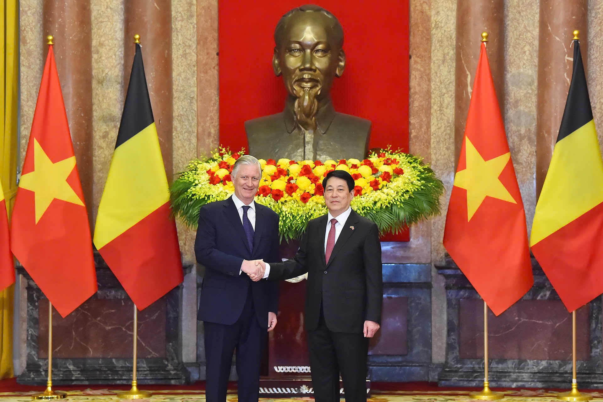 Chủ tịch nước Lương Cường và Nhà vua Bỉ Philippe - Ảnh: VGP