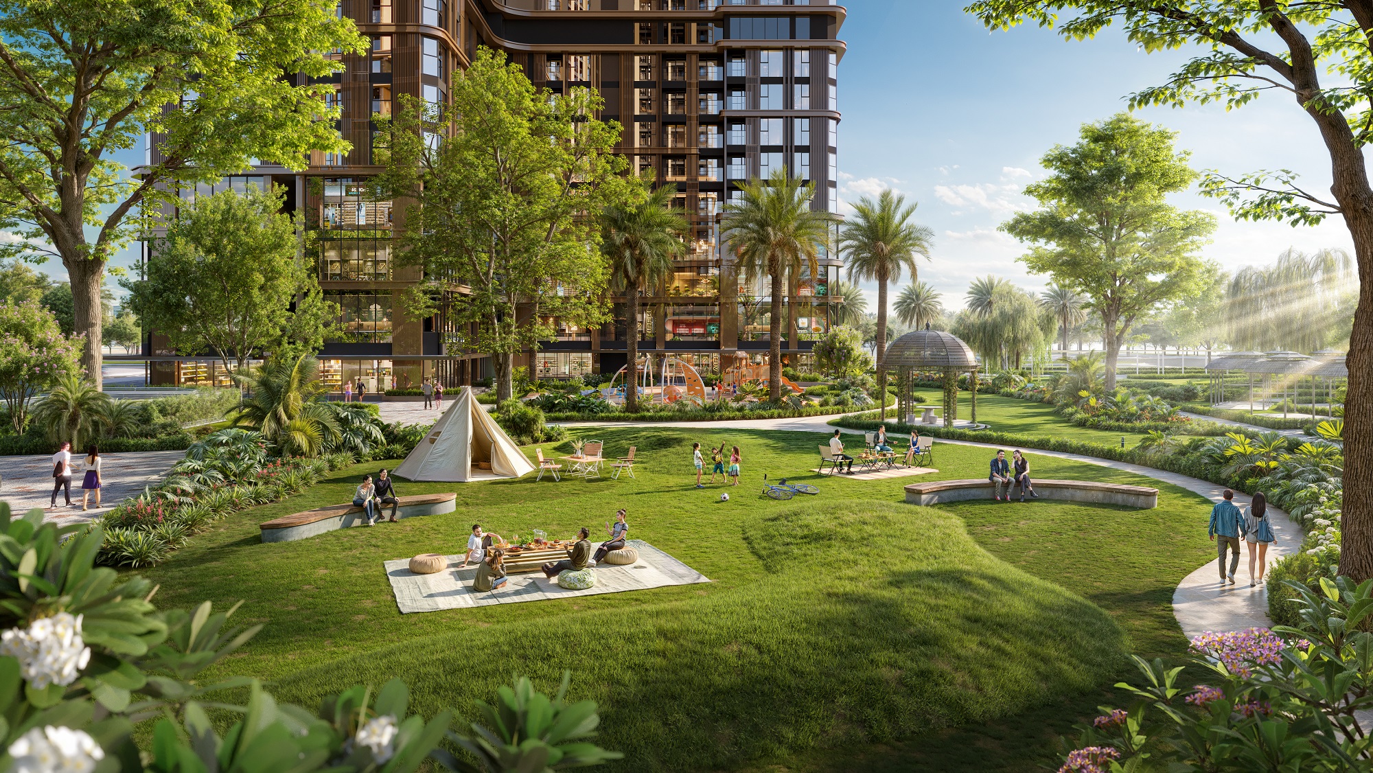 The Cosmopolitan tận hưởng hơn 40ha cảnh quan xanh v&agrave; tiện &iacute;ch ngo&agrave;i trời.