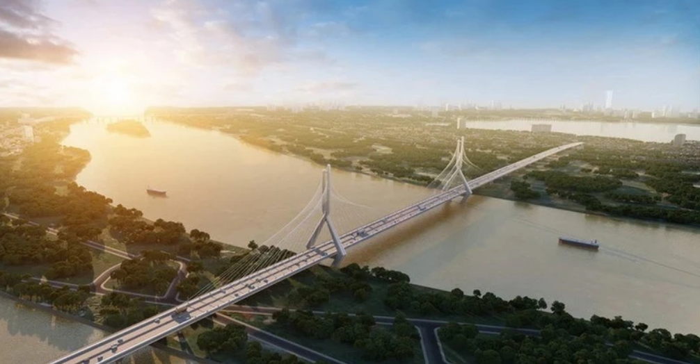 Phối cảnh cầu Tứ Liên.