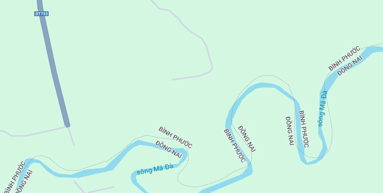 Một phần ranh giới tỉnh Đồng Nai và Bình Phước hiện trên Google Maps - Ảnh chụp màn hình.