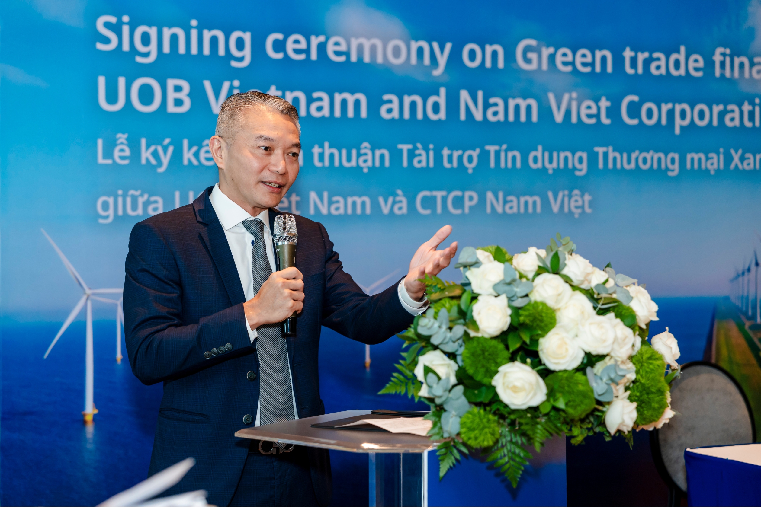 &Ocirc;ng Lim Dyi Chang, Gi&aacute;m đốc Khối Kh&aacute;ch h&agrave;ng Doanh nghiệp, Ng&acirc;n h&agrave;ng UOB Việt Nam, ph&aacute;t biểu tại buổi lễ k&yacute; kết.