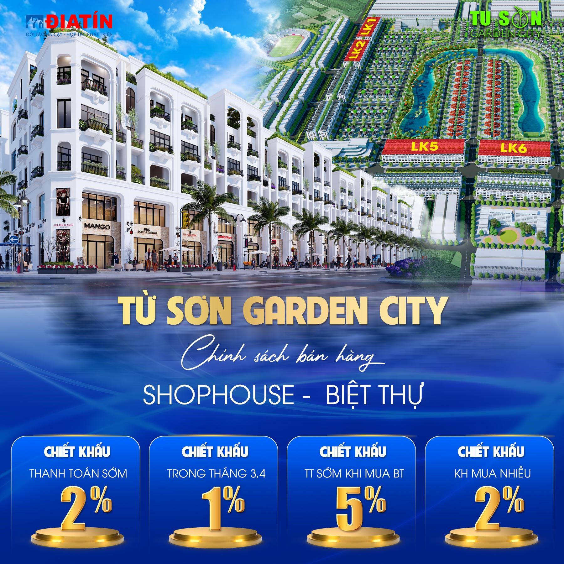 Chính sách ưu đãi Shophouse và Biệt thự.
