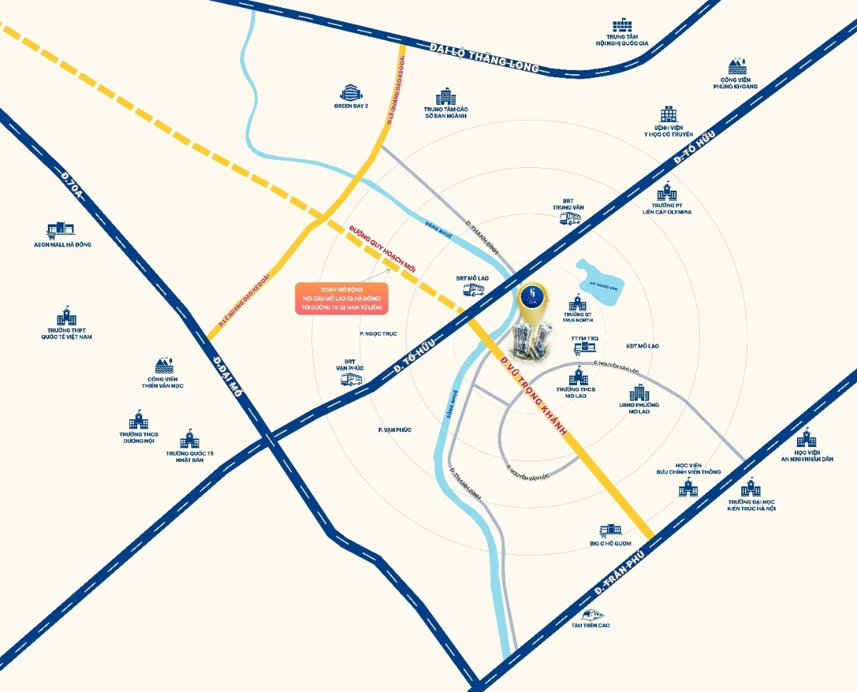 Vị tr&iacute; huyết mạch của Dự &aacute;n Kepler Tower HH-02.