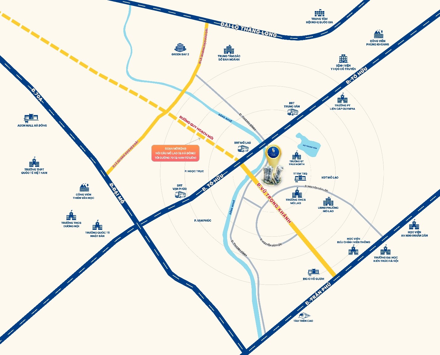 Vị tr&iacute; huyết mạch của Dự &aacute;n Kepler Tower HH-02.