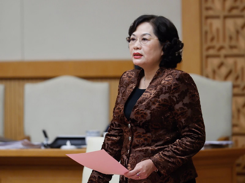 Thống đốc Nguyễn Thị Hồng phát biểu tại phiên họp Chính phủ thường kỳ tháng 3  ngày 6/4/2025 (Ảnh: Nhật Bắc)