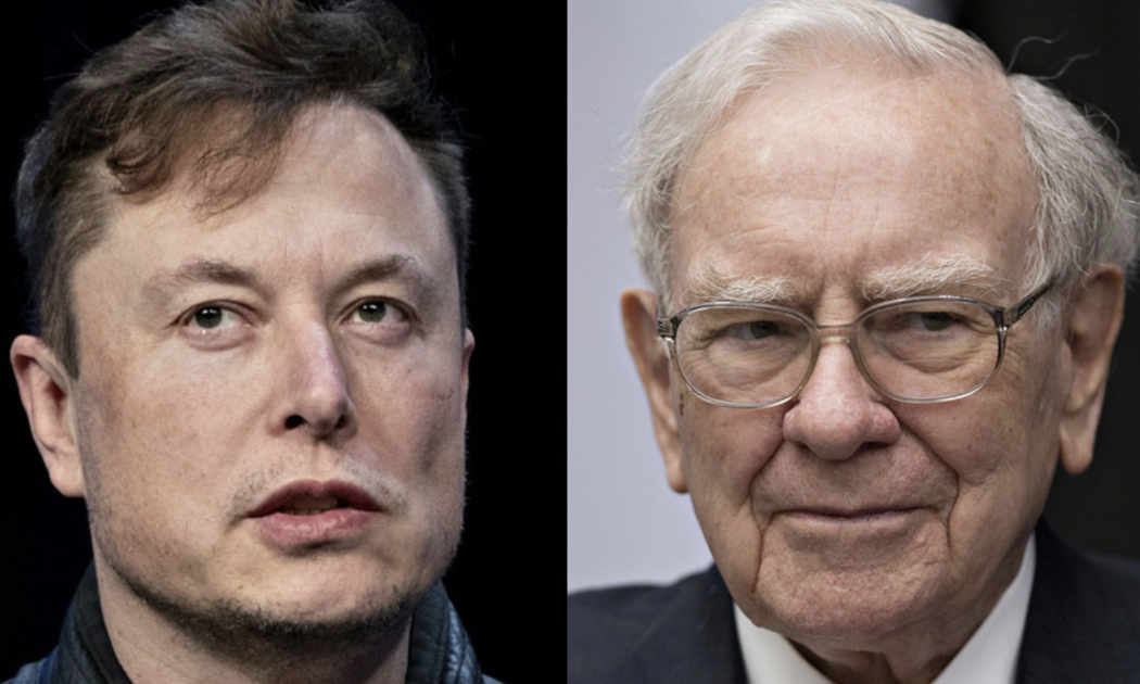 Hai tỷ phú Mỹ Elon Musk (trái) và Warren Buffett - Ảnh: MarketWatch.
