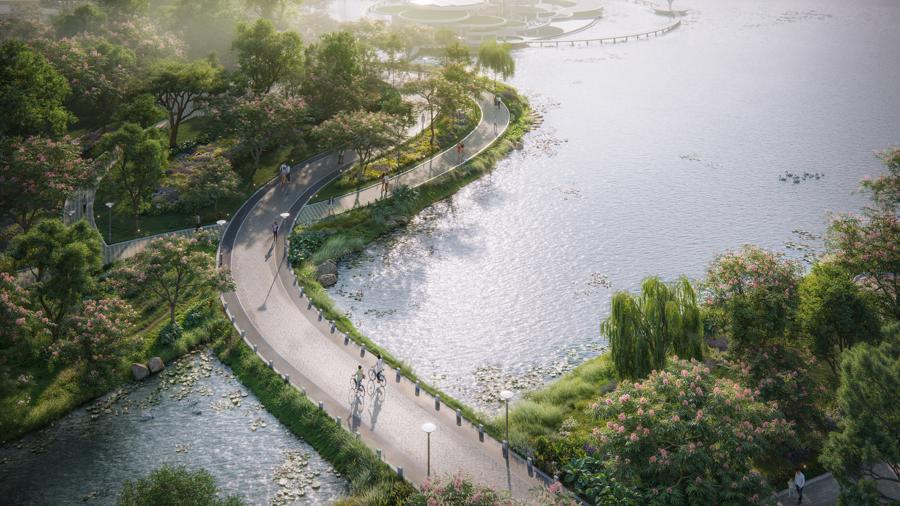 Cung đường tắm rừng 8km ven mặt nước.