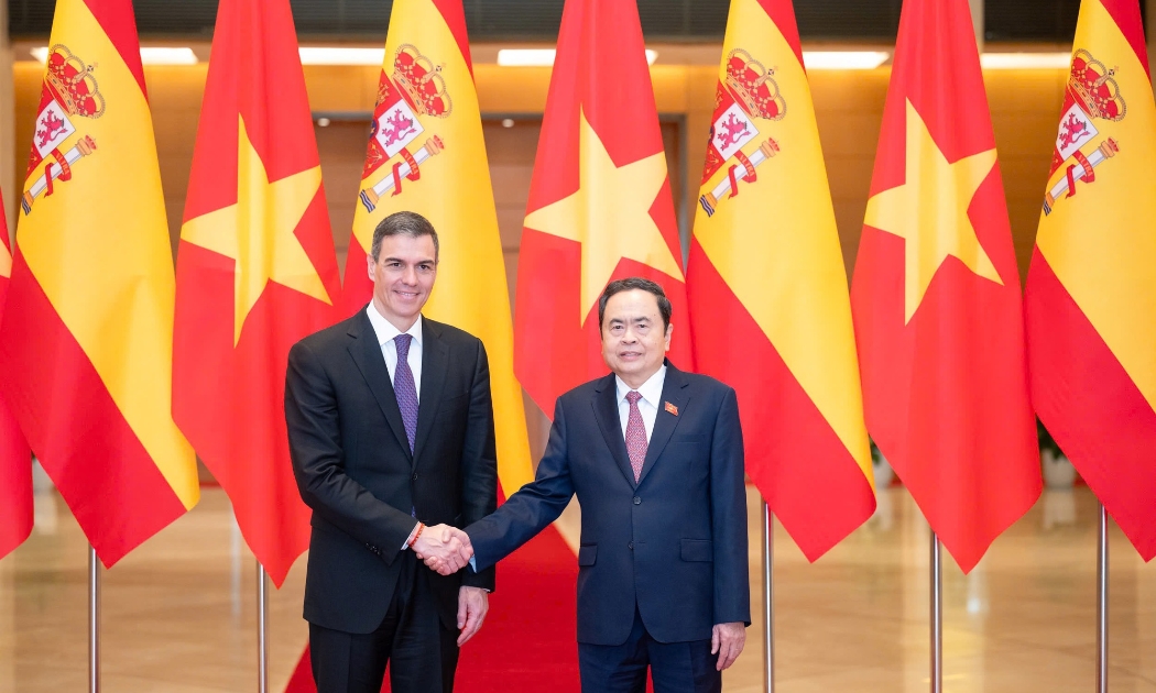 Chủ tịch Quốc hội Trần Thanh Mẫn hội kiến với Thủ tướng Tây Ban Nha Pedro Sánchez - Ảnh: VGP