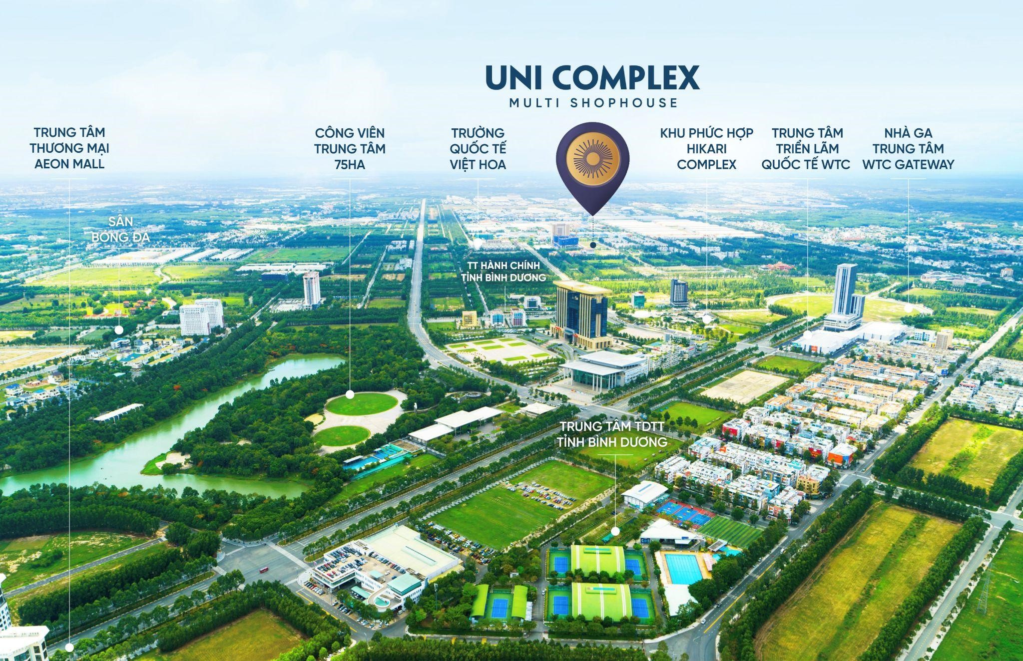 Uni Complex thừa hưởng loạt tiện ích hiện đại tại thành phố mới.