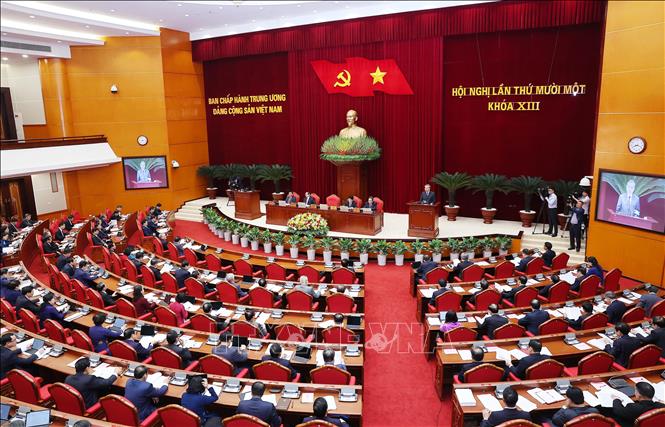 Hội nghị lần thứ 11 Ban Chấp hành Trung ương Đảng khóa XIII. Ảnh: TTXVN