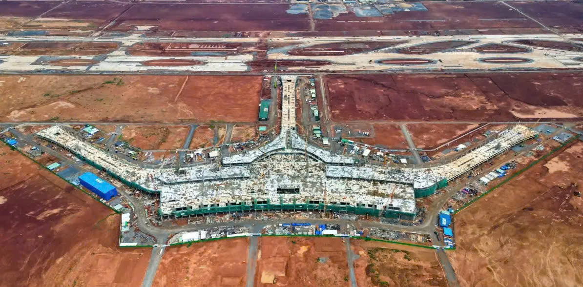 Đại công trường Cảng hàng không quốc tế Long Thành nhìn từ trên cao.