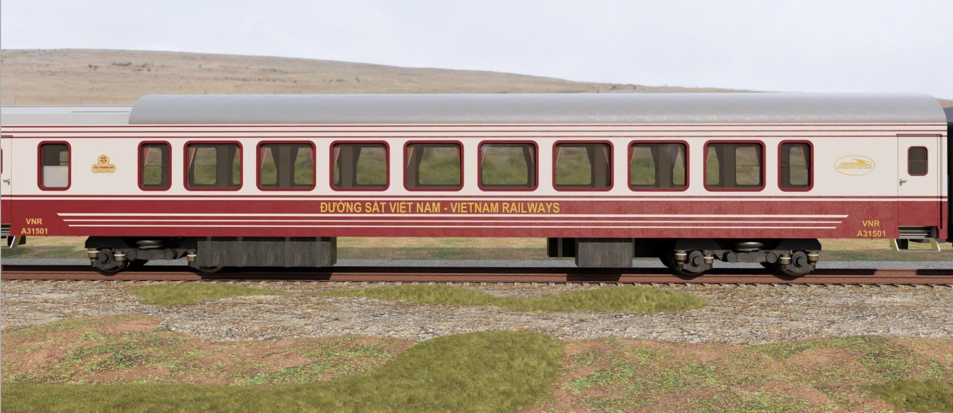 Ngoại thất đoàn tàu Hoa Phượng Đỏ. Ảnh: VNR.