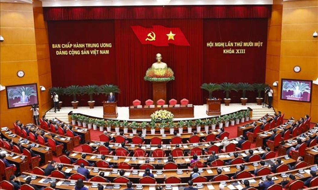 Bế mạc Hội nghị lần thứ 11 Ban Chấp hành Trung ương Đảng khóa XIII. Ảnh: TTXVN