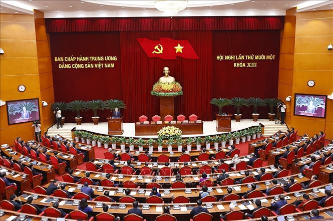 Bế mạc Hội nghị lần thứ 11 Ban Chấp hành Trung ương Đảng khóa XIII. Ảnh: TTXVN
