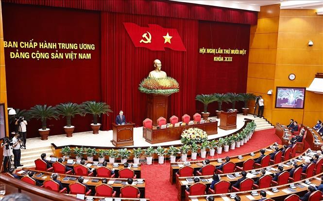 Hội nghị lần thứ 11 Ban Chấp hành Trung ương Đảng khoá XIII đã bế mạc. Ảnh: TTXVN