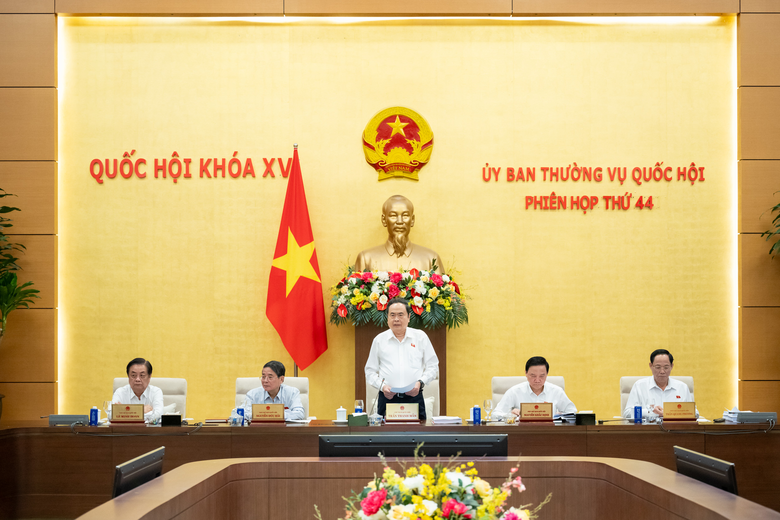 Chủ tịch Quốc hội Trần Thanh Mẫn phát biểu khai mạc phiên họp - Ảnh: Quochoi.vn