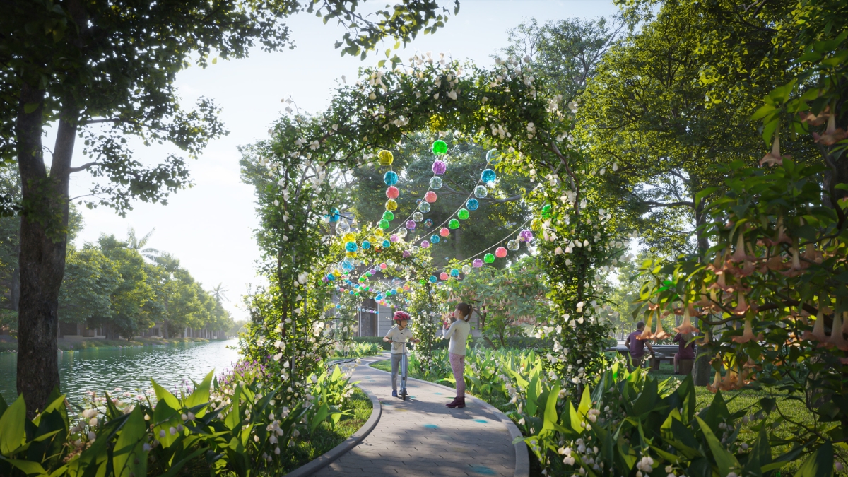 Vườn hoa chu&ocirc;ng sẽ trở th&agrave;nh điểm check in mới của cư d&acirc;n ph&acirc;n khu M&ugrave;a Xu&acirc;n.