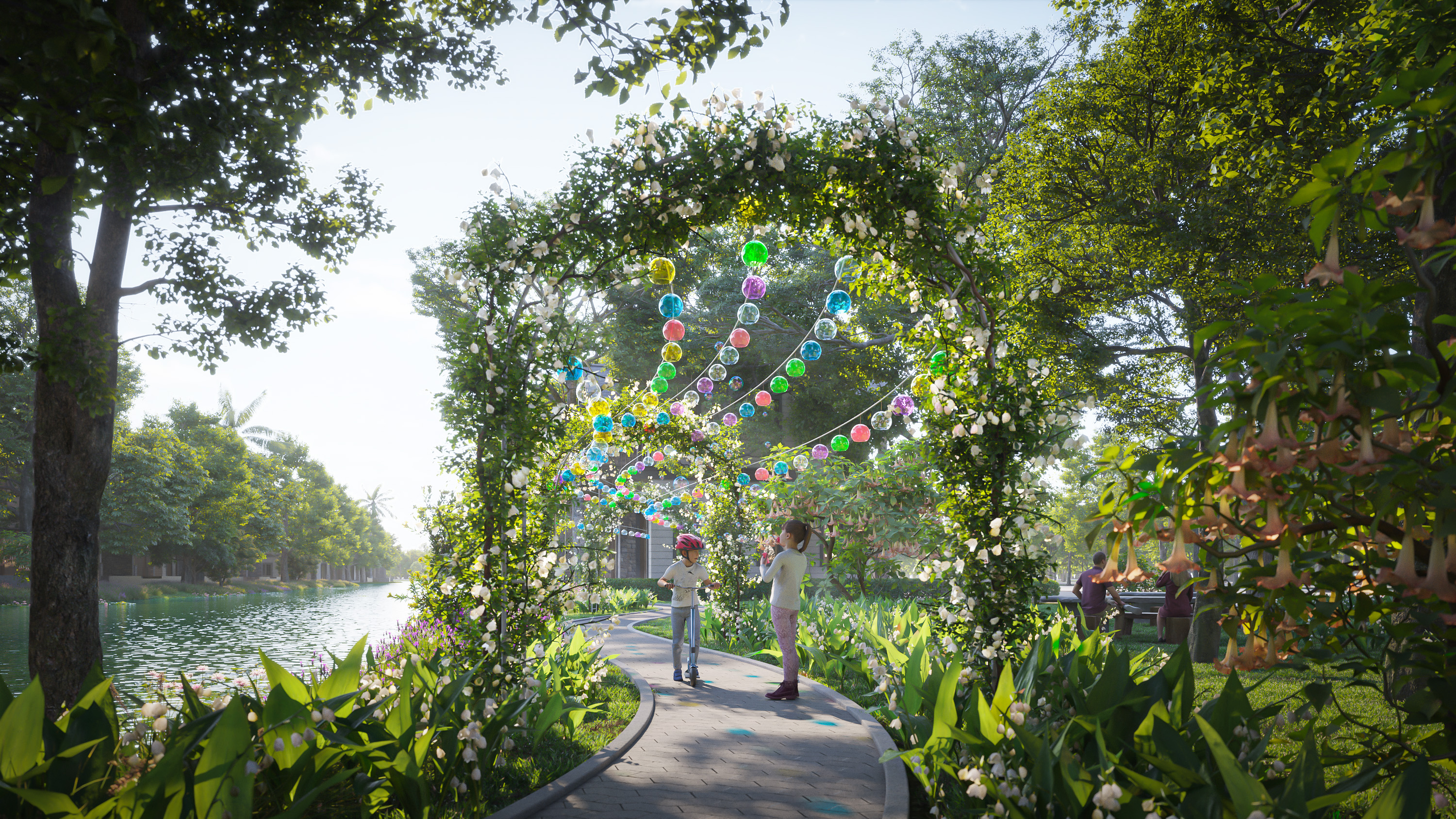 Vườn hoa chuông sẽ trở thành điểm check in mới của cư dân phân khu Mùa Xuân.