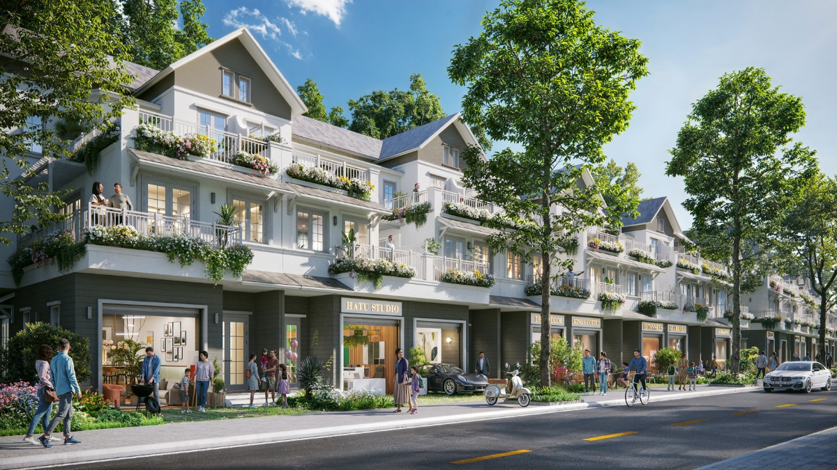Phối cảnh Town Villa tại ph&acirc;n khu M&ugrave;a Xu&acirc;n.