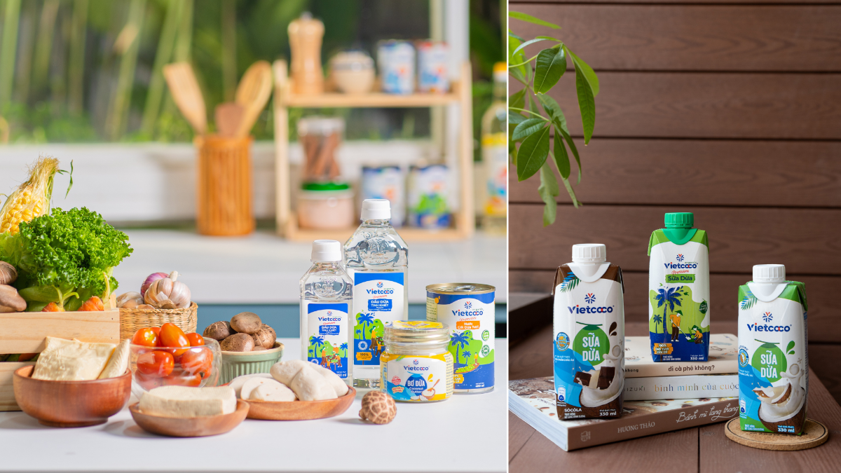 Vietcoco n&acirc;ng tầm gi&aacute; trị dừa Bến Tre tại thị tường trong nước lẫn quốc tế qua dải sản phẩm đa dạng với thiết kế bao b&igrave; thu h&uacute;t.