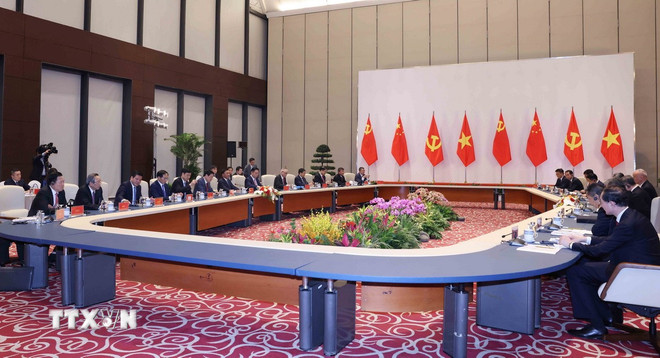 Cuộc gặp đại diện hai Bộ Chính trị Việt Nam-Trung Quốc lần thứ 7 - Ảnh: TTXVN