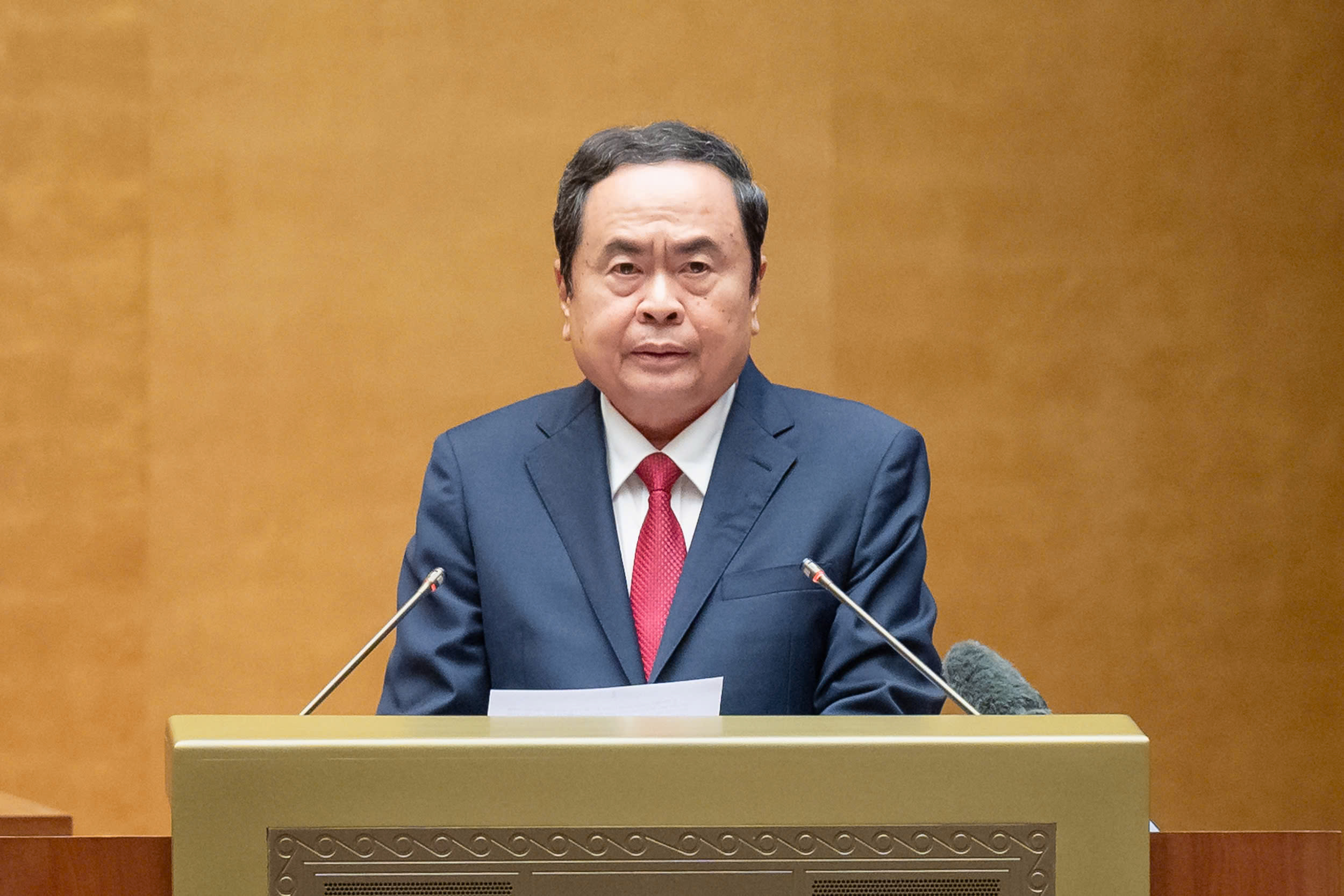 Chủ tịch Quốc hội Trần Thanh Mẫn truyền đạt chuyên đề tại hội nghị - Ảnh: Quochoi.vn