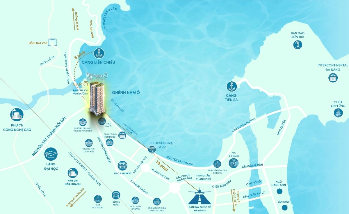 C&aacute;ch 15 ph&uacute;t l&aacute;i xe thẳng cung đường Nguyễn Tất Th&agrave;nh, cư d&acirc;n sống tại Nam &Ocirc; Discovery đ&atilde; v&agrave;o đến trung t&acirc;m của đầu tầu kinh tế số 1 tại miền Trung - Đ&agrave; Nẵng. Xung quanh dự &aacute;n kh&ocirc;ng qu&aacute; 5 ph&uacute;t di chuyển l&agrave; hệ thống cơ quan, trường học c&aacute;c cấp 1-2-3 v&agrave; đại học; bệnh vi&ecirc;n đa khoa, chợ v&agrave; trung t&acirc;m thương mại Mega Market,&hellip;.